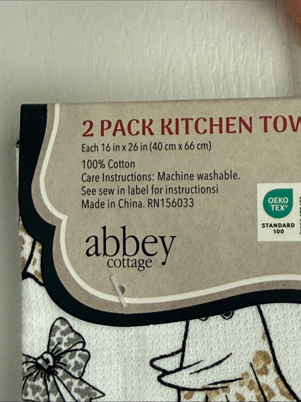 Abbey Halloween leopard ghost Kitchen Towels 2 Pack White Gold & Black Accent - Picture 5 of 5